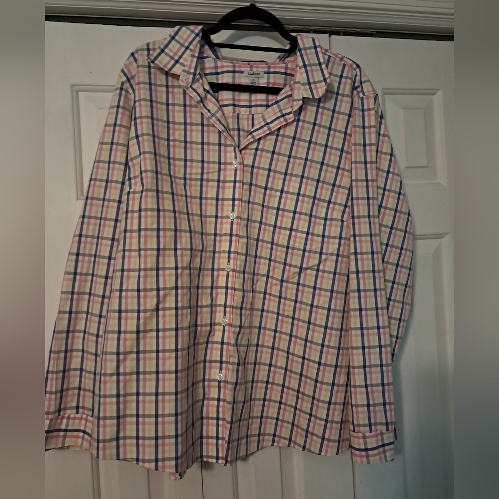 LL Bean Women's Plaid Button Up Shirt 3X